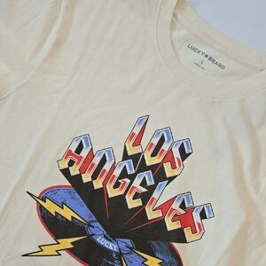 Lucky‎ Brand Large: Los Angeles Graphic T-Shirt Cream NWT Retro Rock Style